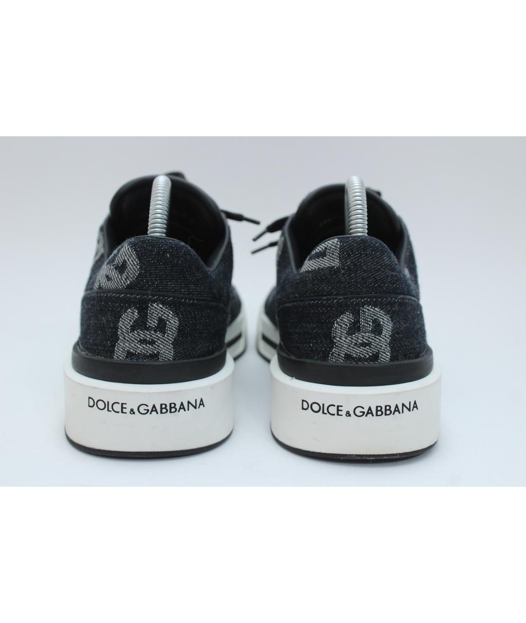 DOLCE&GABBANA Темно-синие текстильные низкие кроссовки / кеды, фото 7