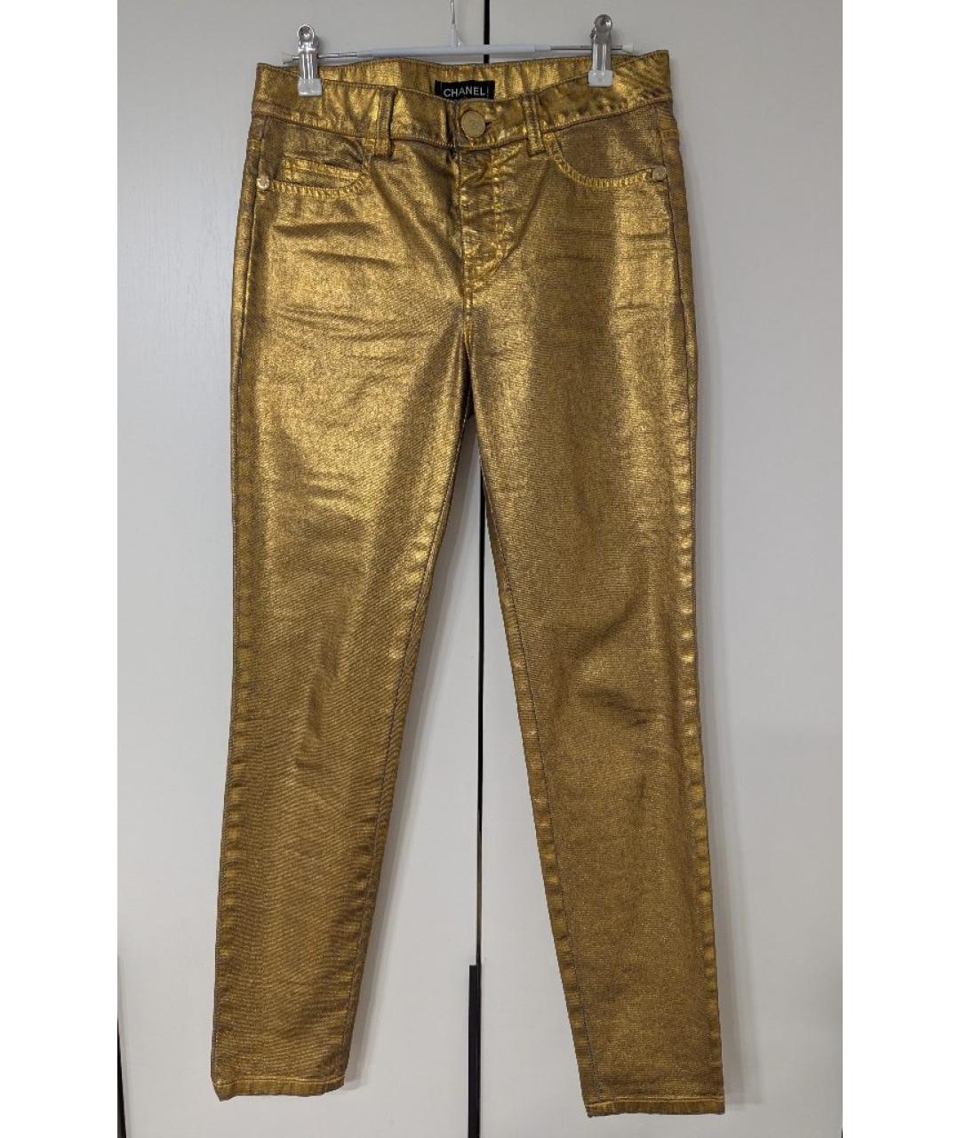 CHANEL Золотые хлопковые джинсы слим, фото 9