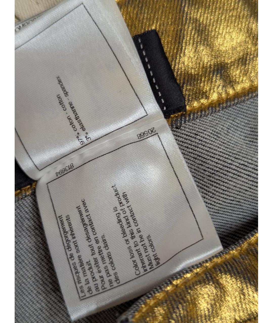 CHANEL Золотые хлопковые джинсы слим, фото 8