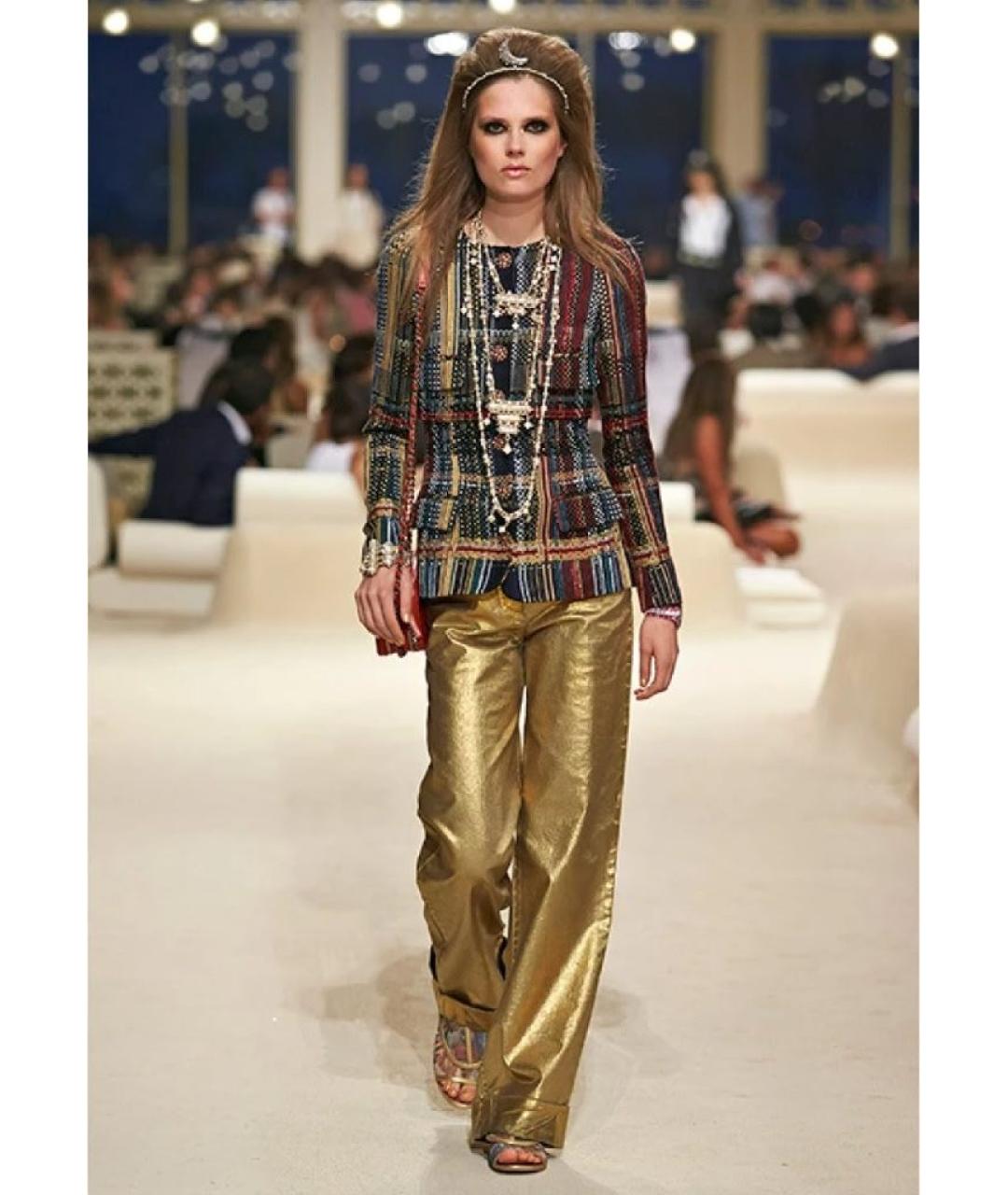 CHANEL Золотые хлопковые джинсы слим, фото 6