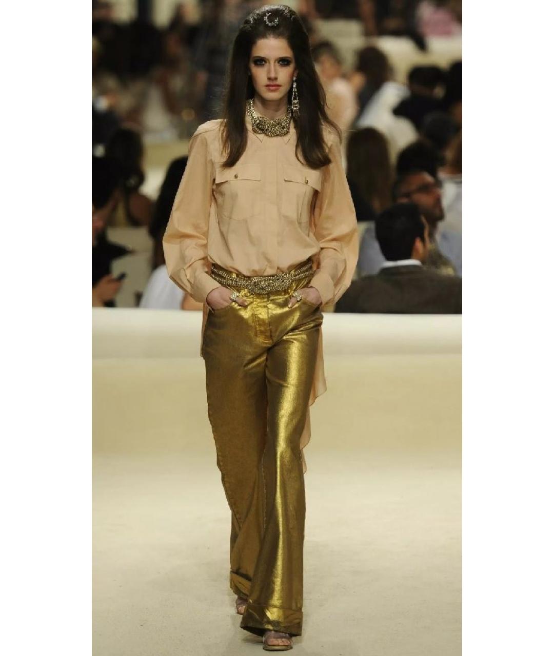 CHANEL Золотые хлопковые джинсы слим, фото 7