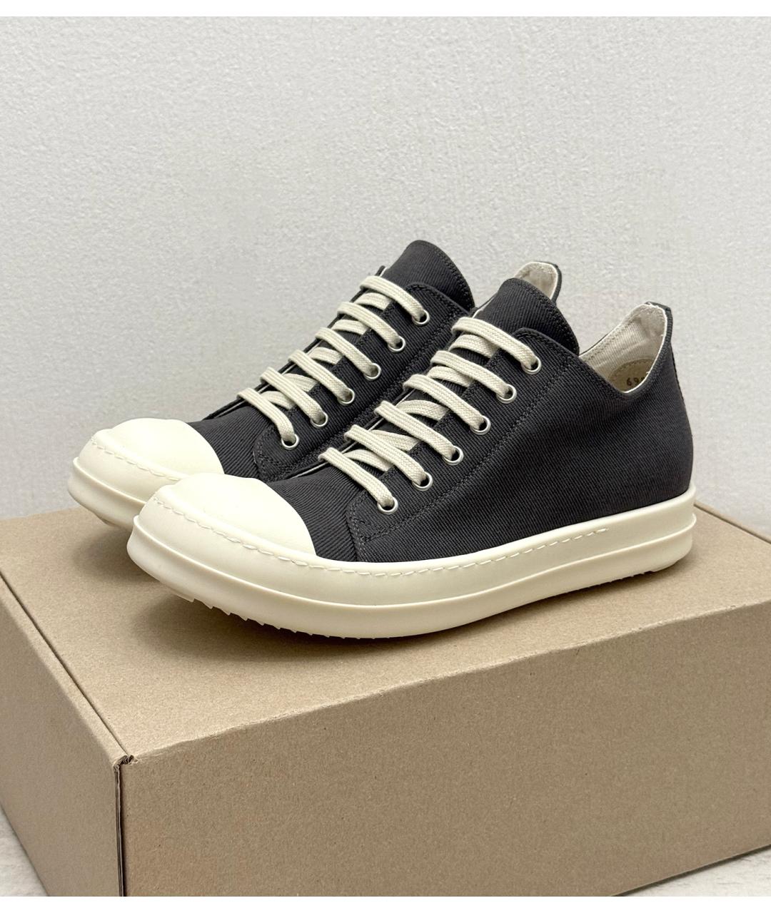 RICK OWENS Серые низкие кроссовки / кеды, фото 2