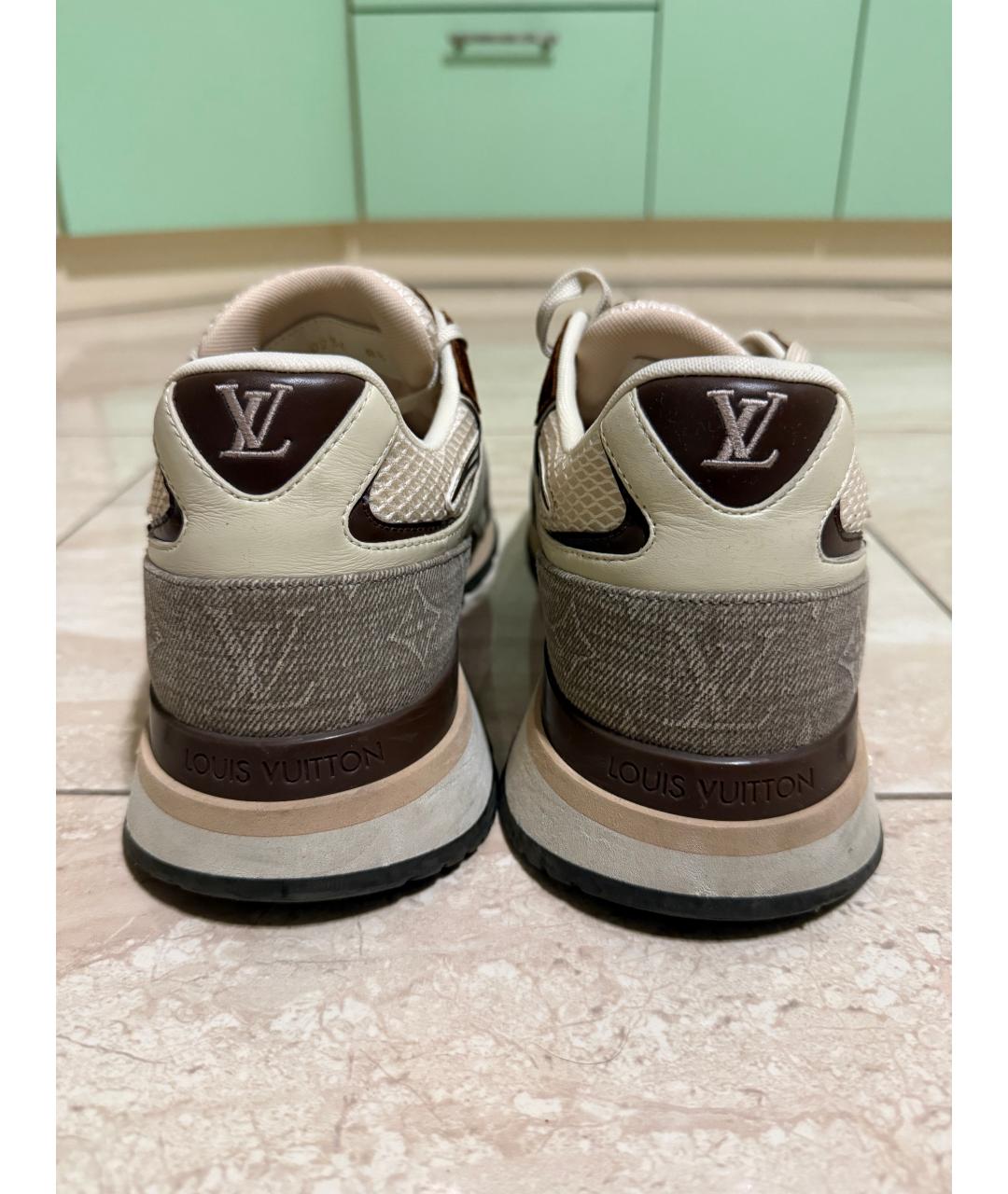 LOUIS VUITTON Бежевые текстильные низкие кроссовки / кеды, фото 4