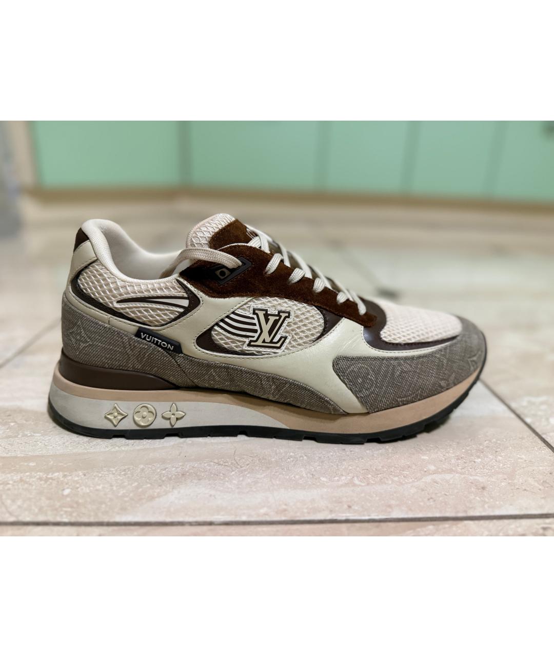 LOUIS VUITTON Бежевые текстильные низкие кроссовки / кеды, фото 7