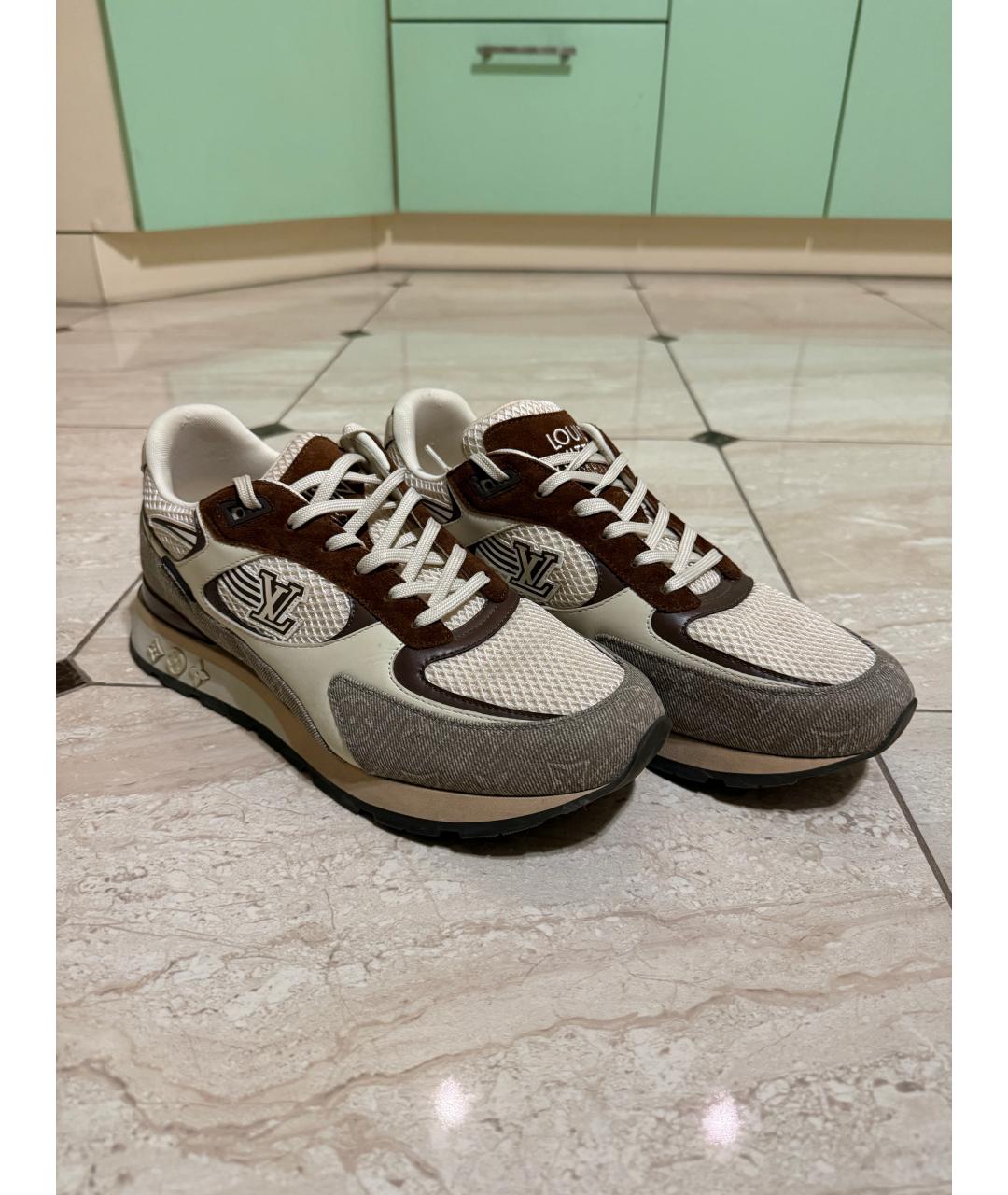 LOUIS VUITTON Бежевые текстильные низкие кроссовки / кеды, фото 6