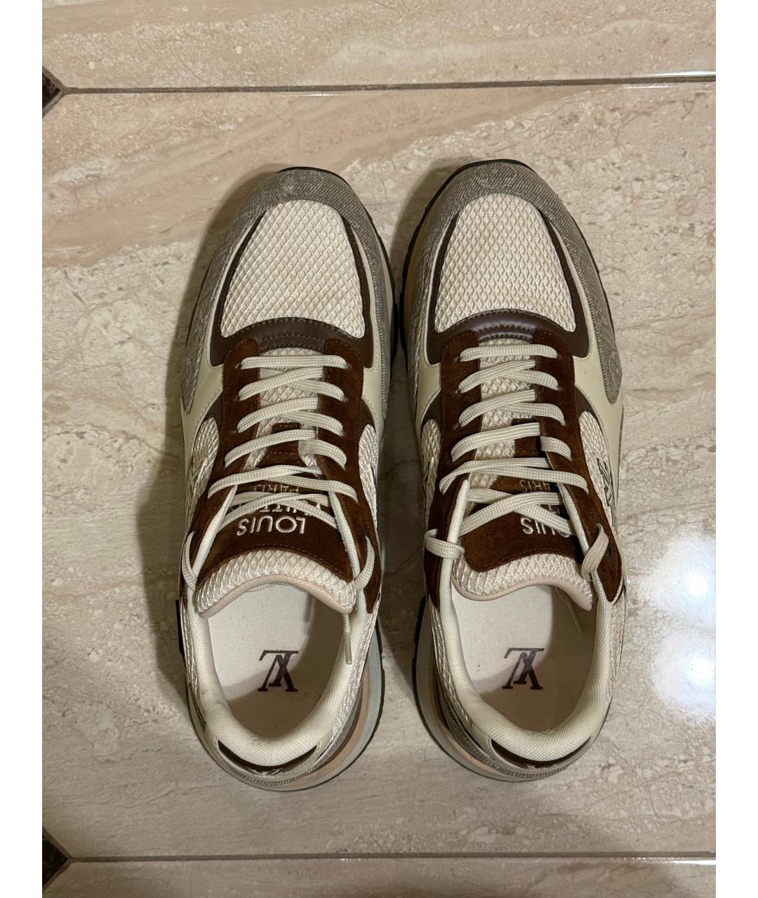 LOUIS VUITTON Бежевые текстильные низкие кроссовки / кеды, фото 3