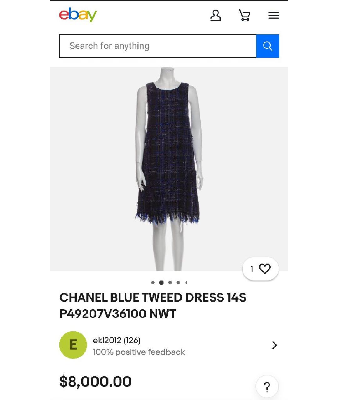 CHANEL Темно-синее шелковое платье, фото 6