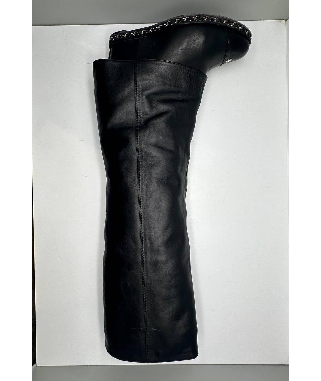 CHANEL Черные кожаные сапоги, фото 6