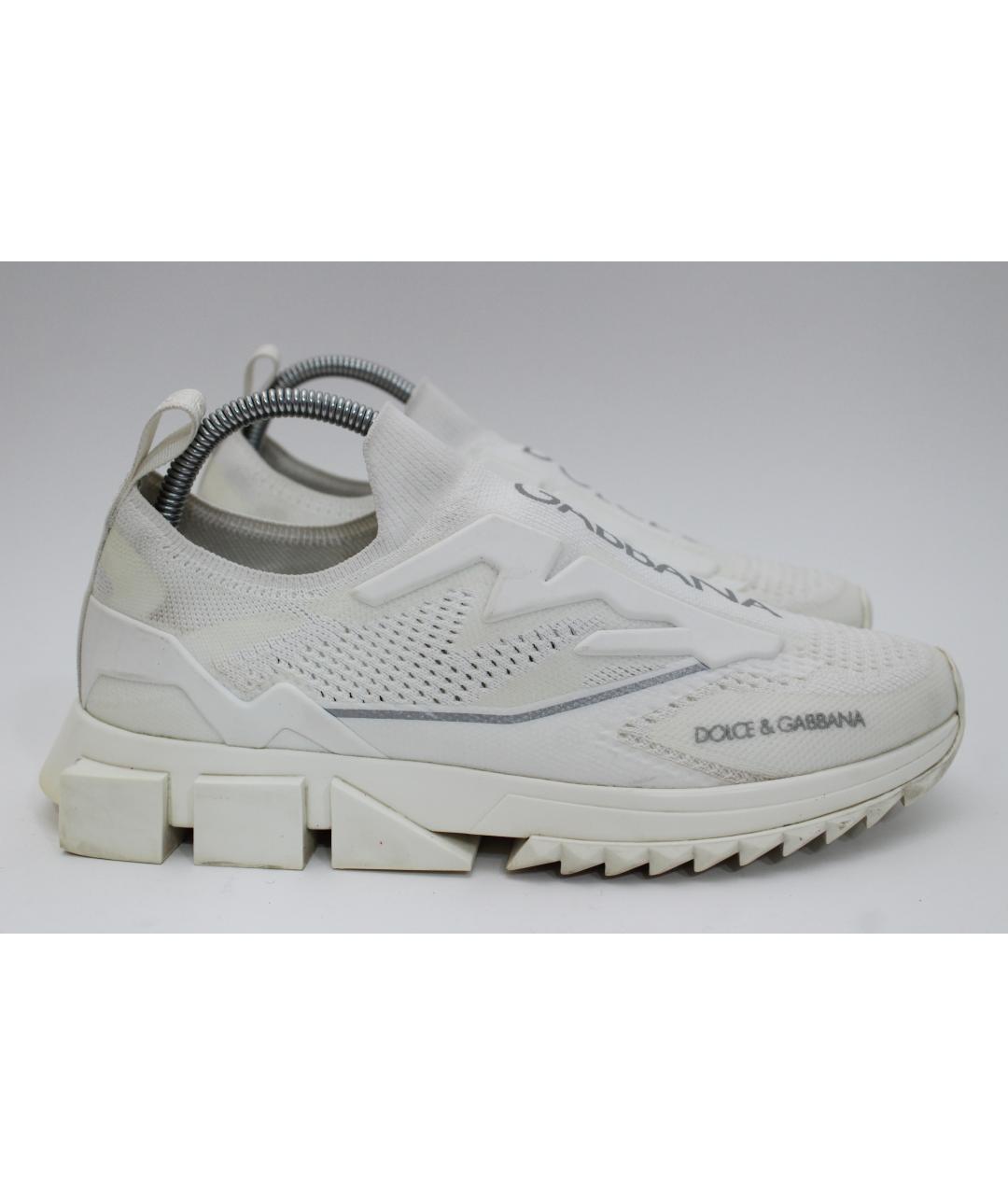 DOLCE&GABBANA Белые текстильные низкие кроссовки / кеды, фото 4