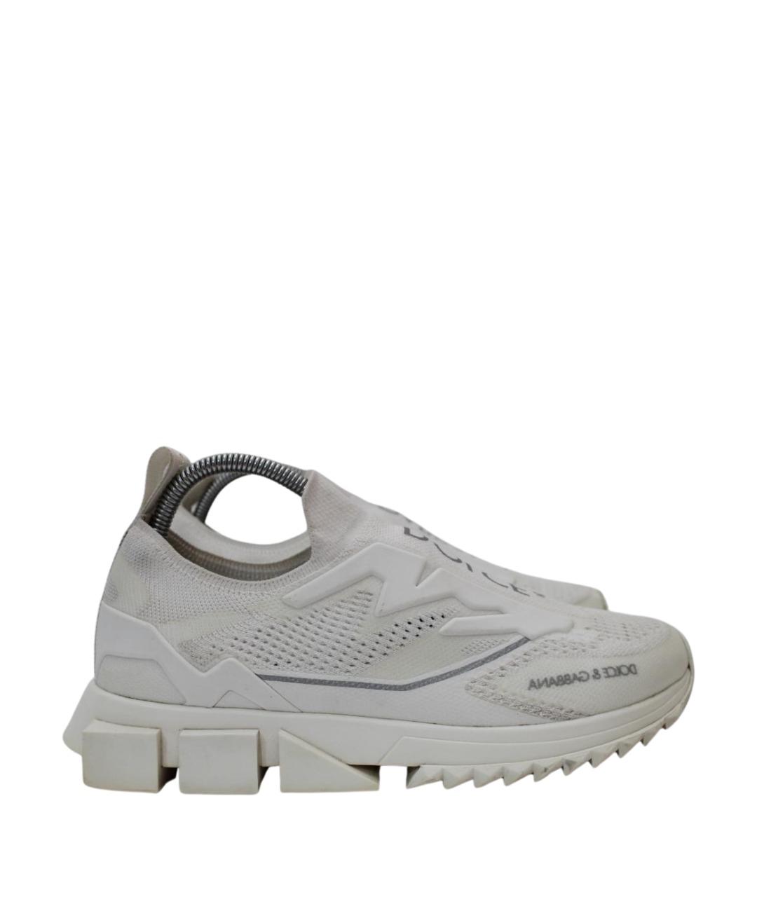 DOLCE&GABBANA Белые текстильные низкие кроссовки / кеды, фото 1