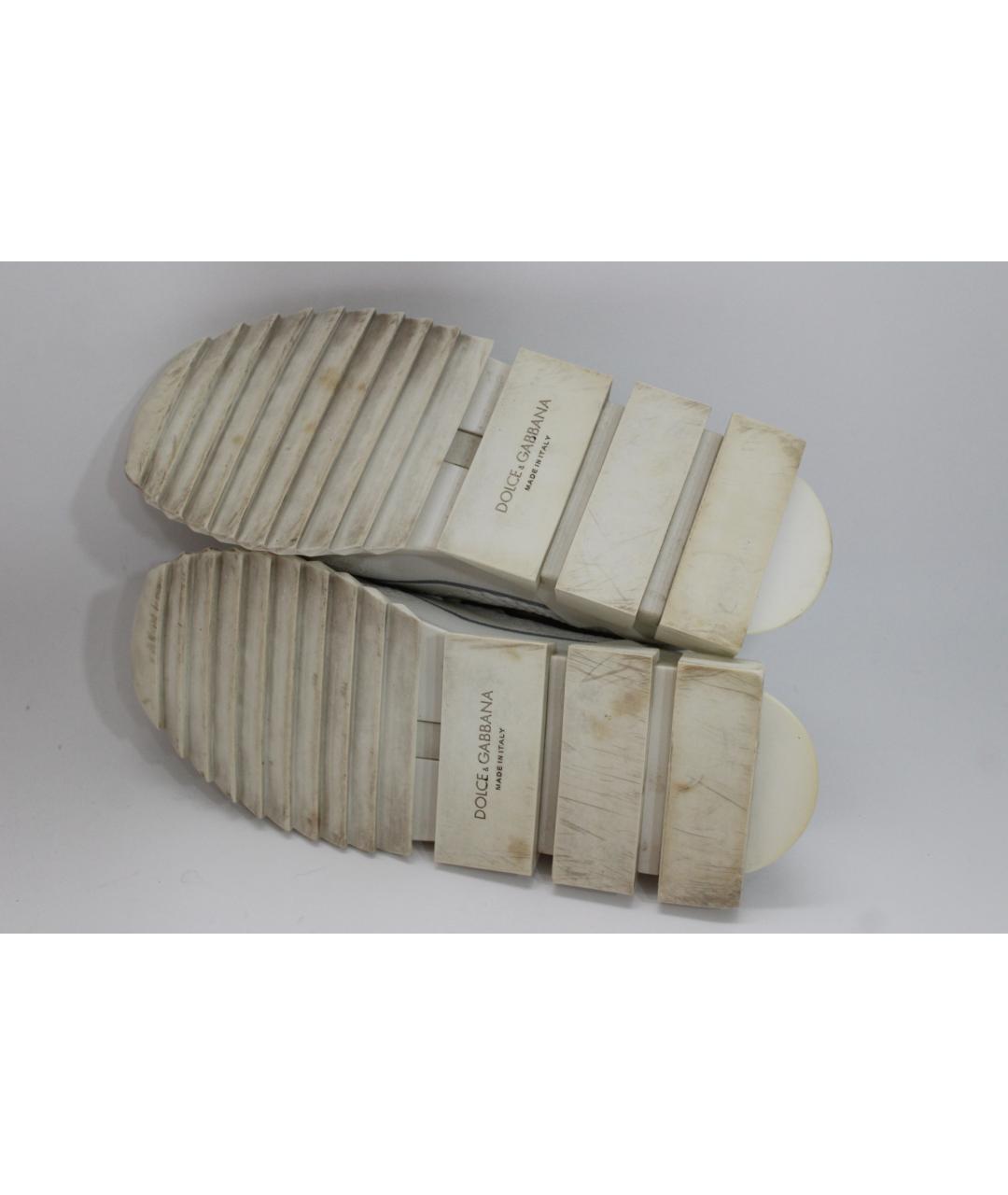 DOLCE&GABBANA Белые текстильные низкие кроссовки / кеды, фото 6