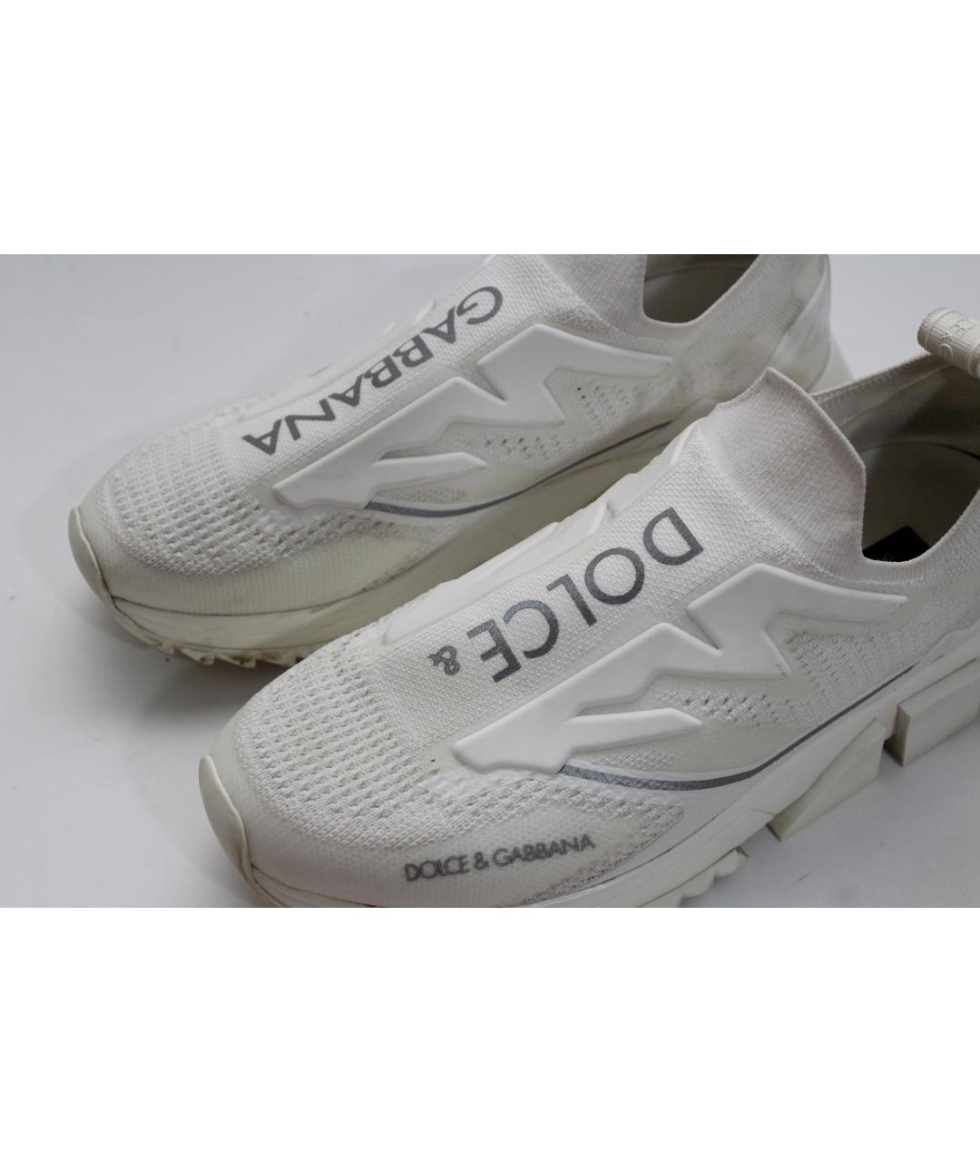 DOLCE&GABBANA Белые текстильные низкие кроссовки / кеды, фото 7