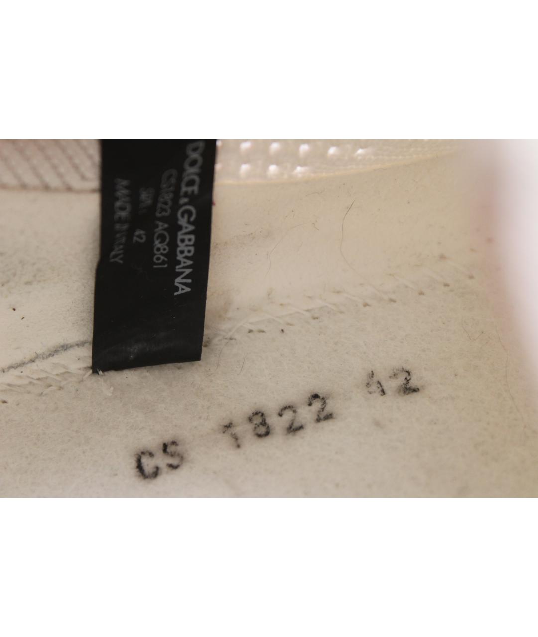 DOLCE&GABBANA Белые текстильные низкие кроссовки / кеды, фото 8