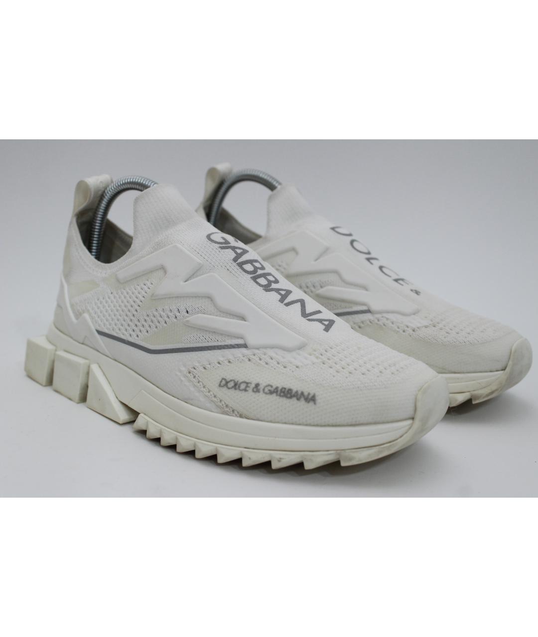 DOLCE&GABBANA Белые текстильные низкие кроссовки / кеды, фото 3