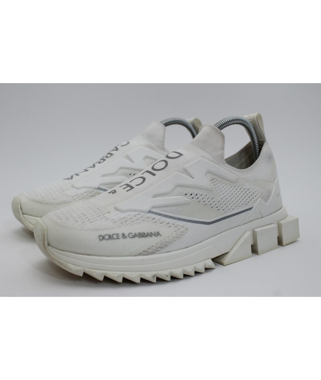 DOLCE&GABBANA Белые текстильные низкие кроссовки / кеды, фото 2