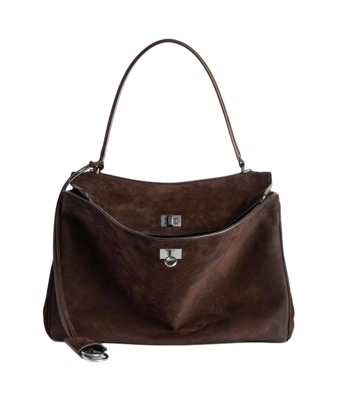 BALENCIAGA Коричневая замшевая сумка через плечо, фото 1