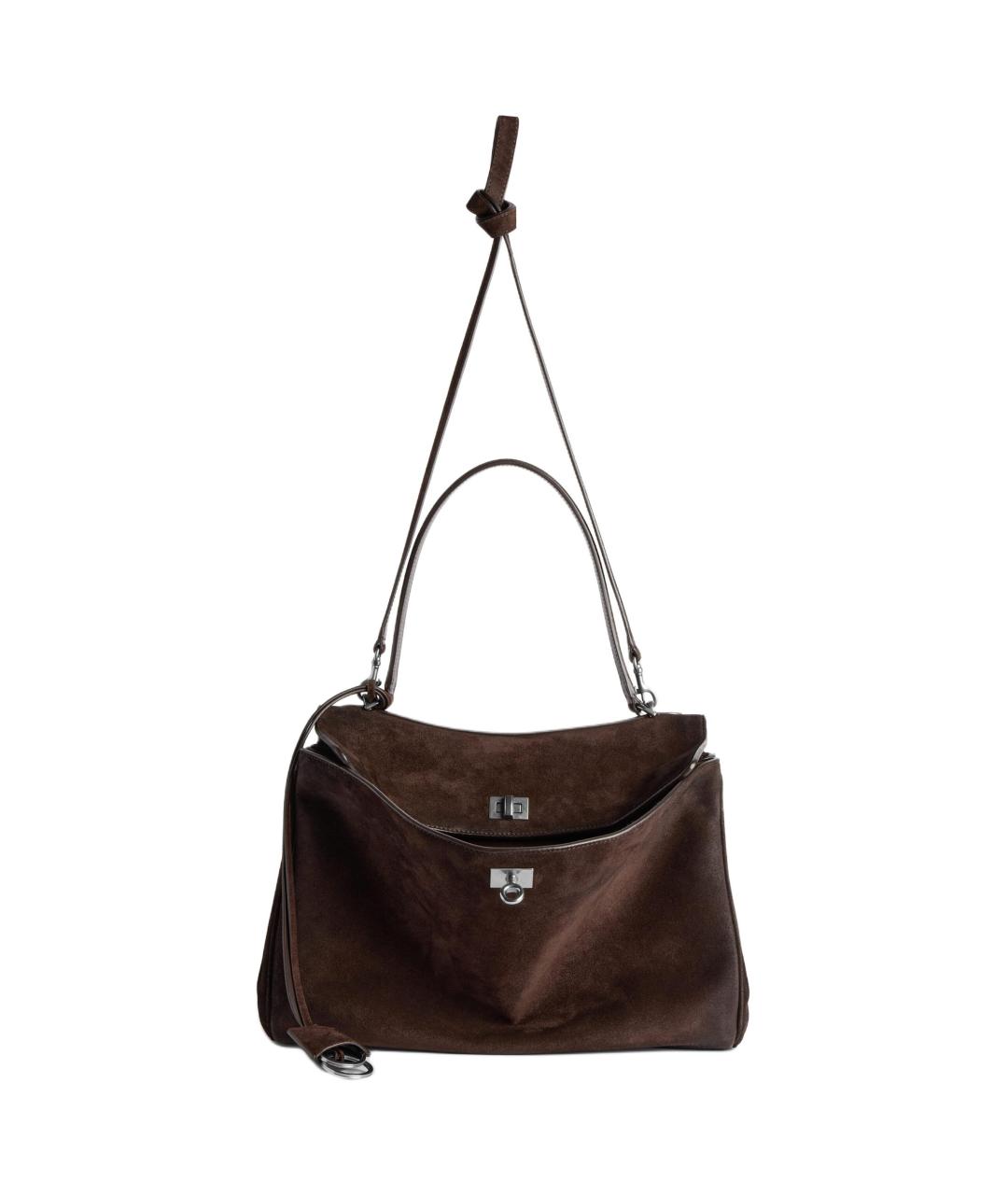 BALENCIAGA Коричневая замшевая сумка через плечо, фото 2