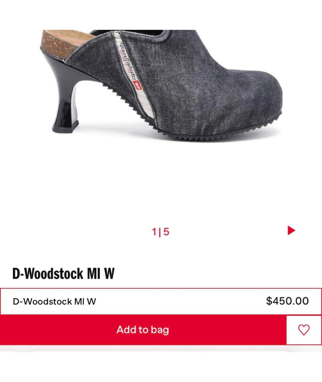 DIESEL Темно-синие текстильные мюли, фото 8