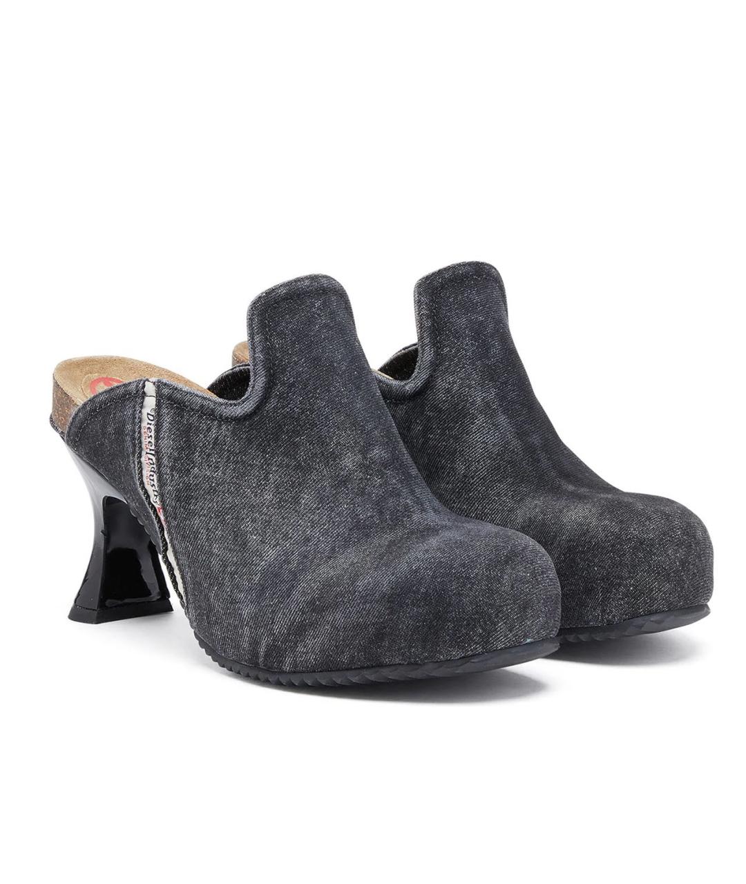 DIESEL Темно-синие текстильные мюли, фото 2