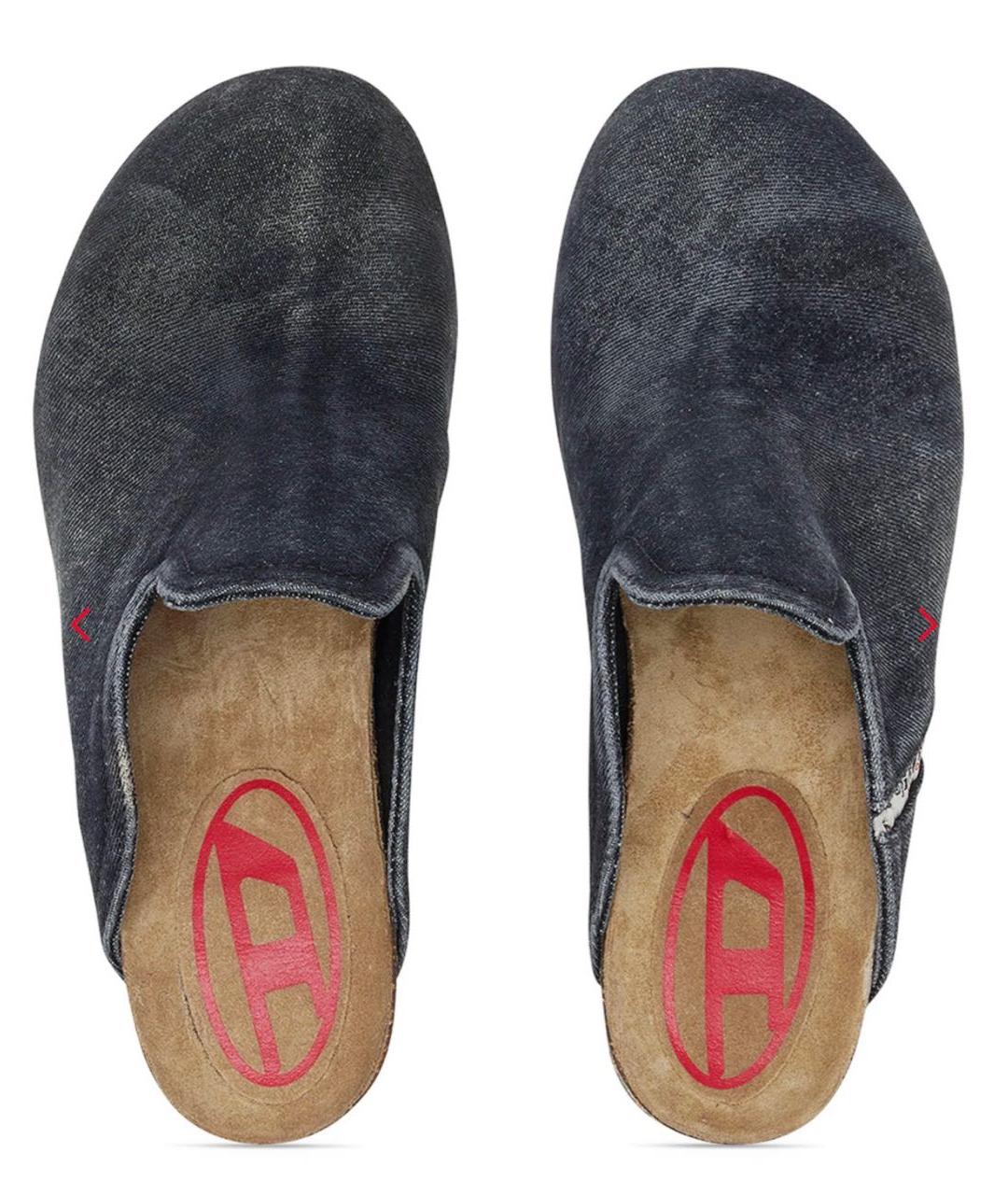 DIESEL Темно-синие текстильные мюли, фото 3