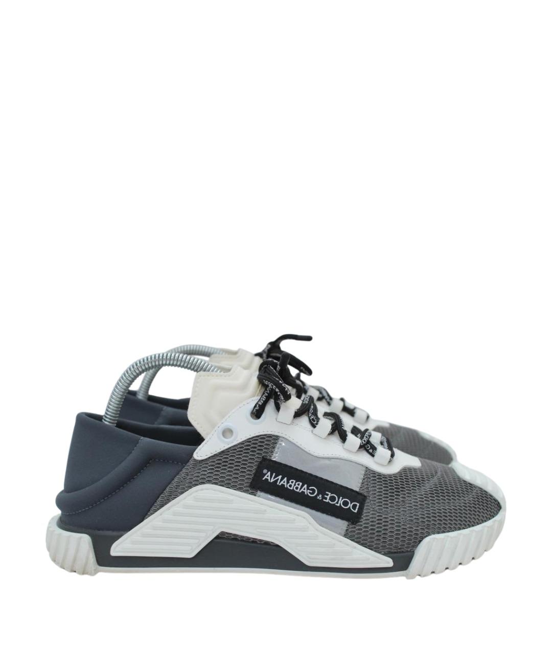 DOLCE&GABBANA Серые текстильные низкие кроссовки / кеды, фото 1