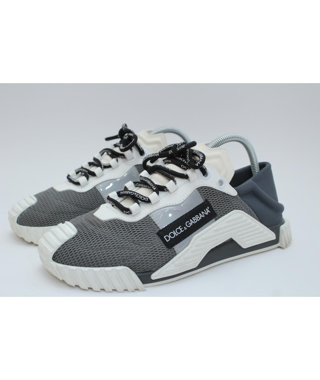 DOLCE&GABBANA Серые текстильные низкие кроссовки / кеды, фото 2