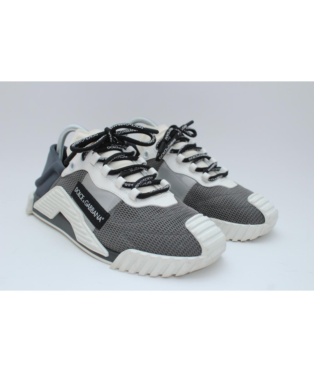 DOLCE&GABBANA Серые текстильные низкие кроссовки / кеды, фото 4