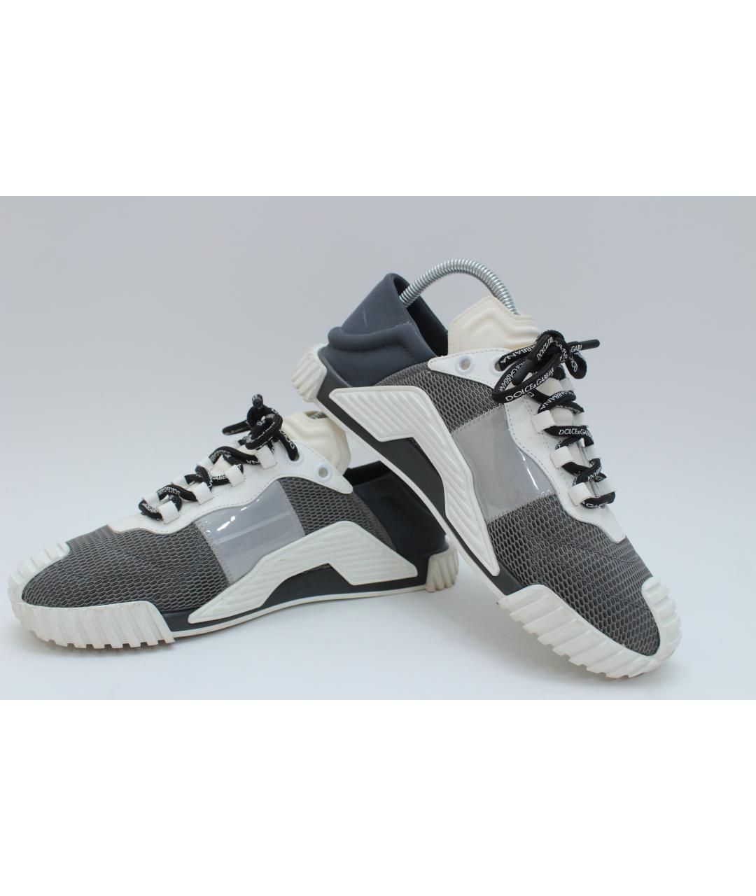 DOLCE&GABBANA Серые текстильные низкие кроссовки / кеды, фото 3