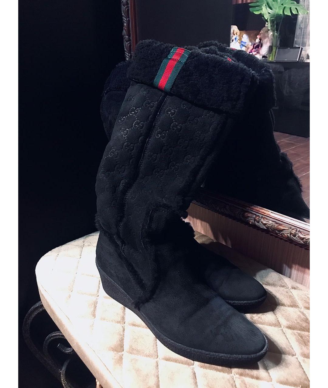 GUCCI Черные замшевые сапоги, фото 9