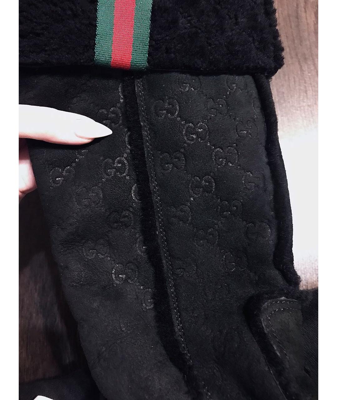 GUCCI Черные замшевые сапоги, фото 6