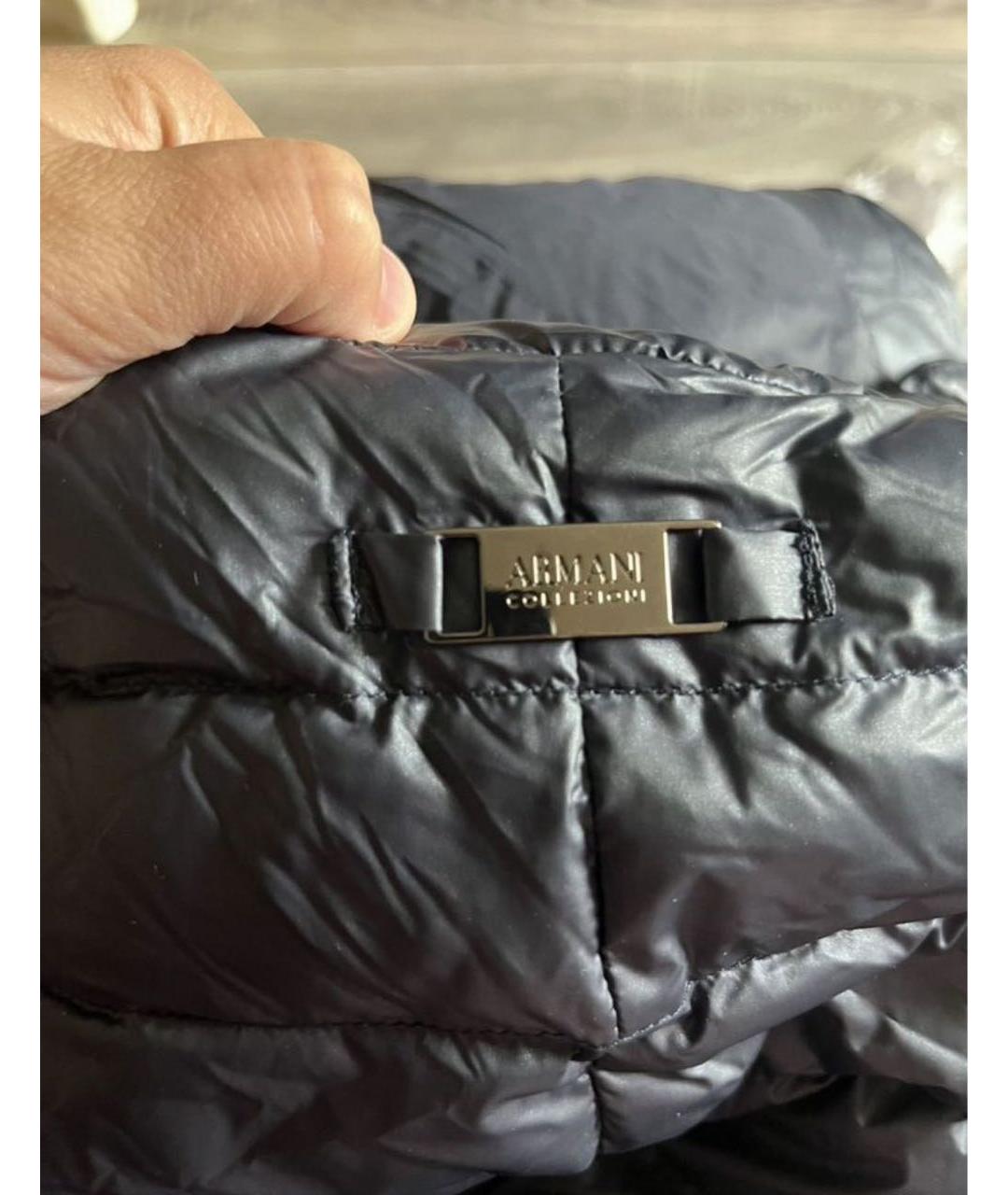 ARMANI COLLEZIONI Синий полиамидовый пуховик, фото 4