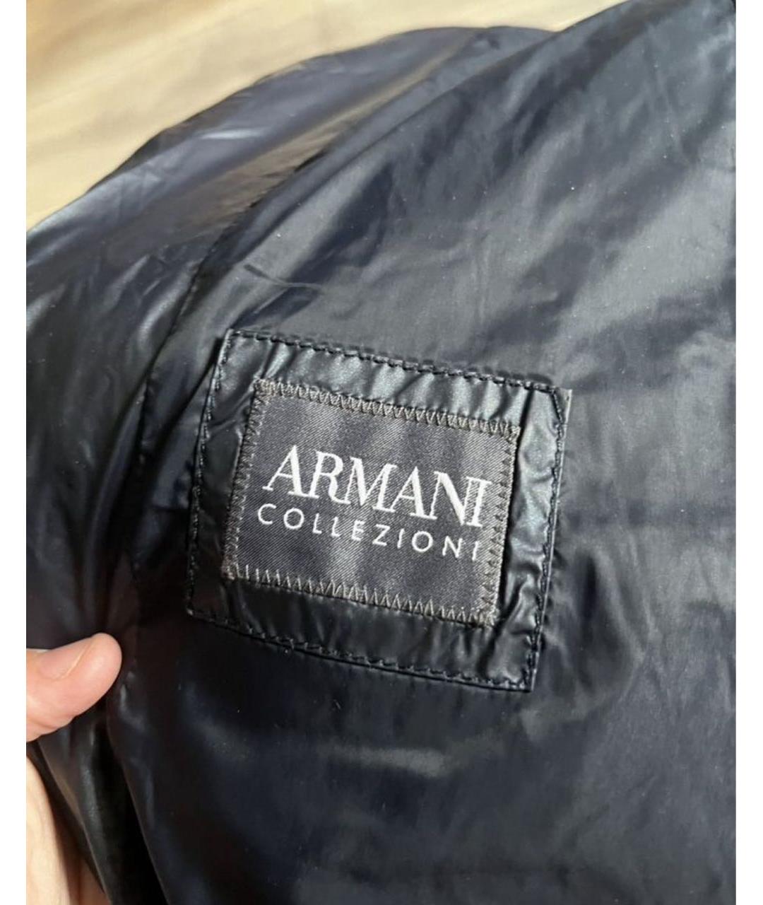 ARMANI COLLEZIONI Синий полиамидовый пуховик, фото 3
