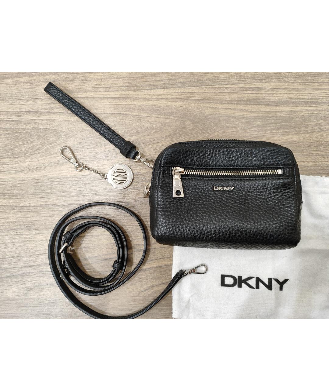 DKNY Черная кожаная сумка через плечо, фото 3