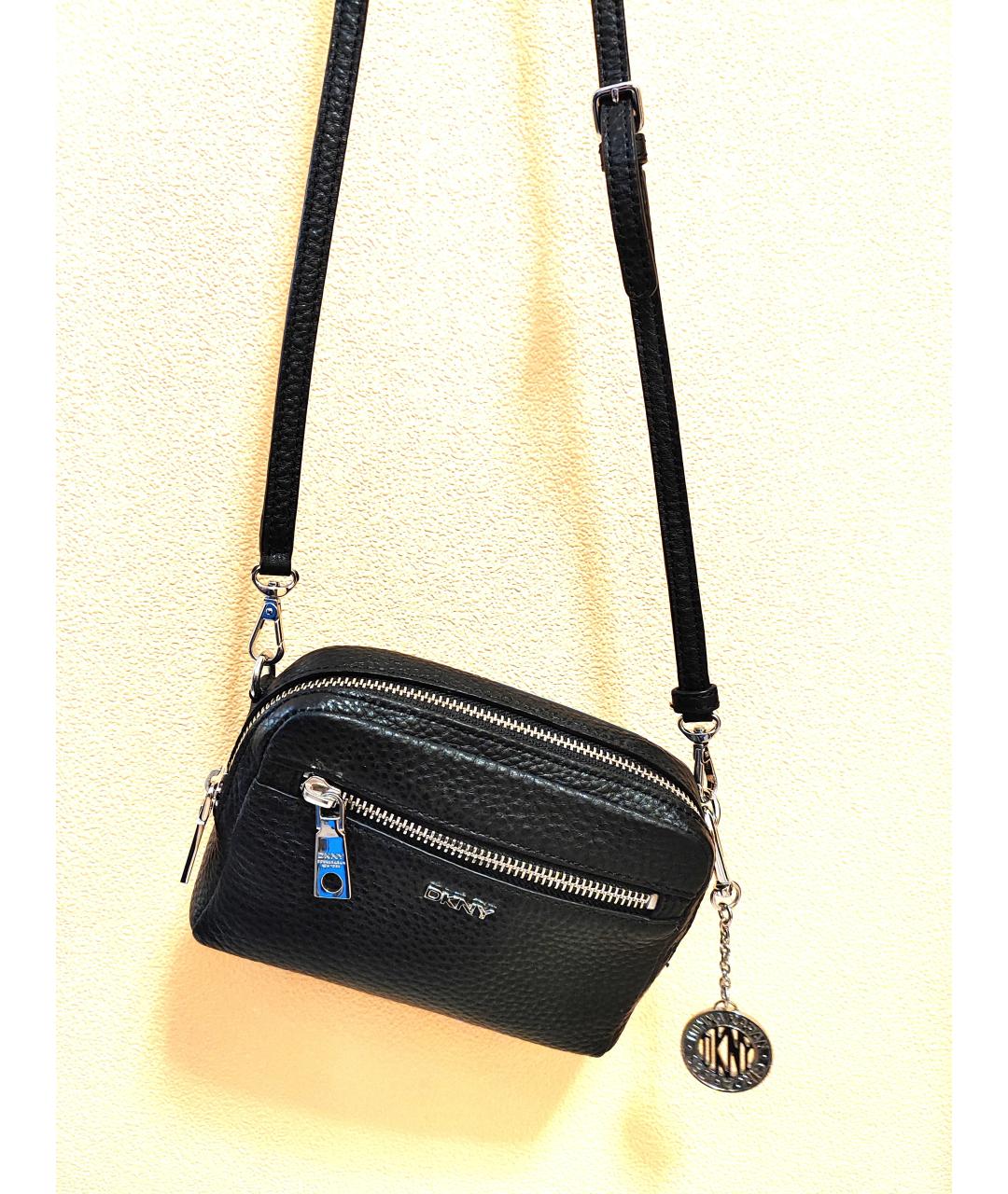 DKNY Черная кожаная сумка через плечо, фото 2