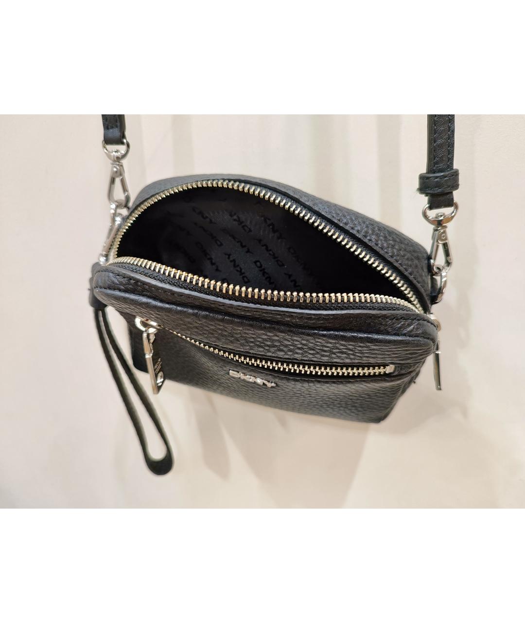 DKNY Черная кожаная сумка через плечо, фото 6