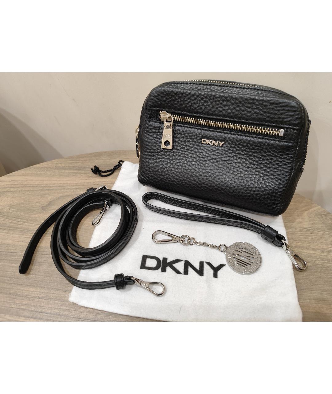 DKNY Черная кожаная сумка через плечо, фото 5