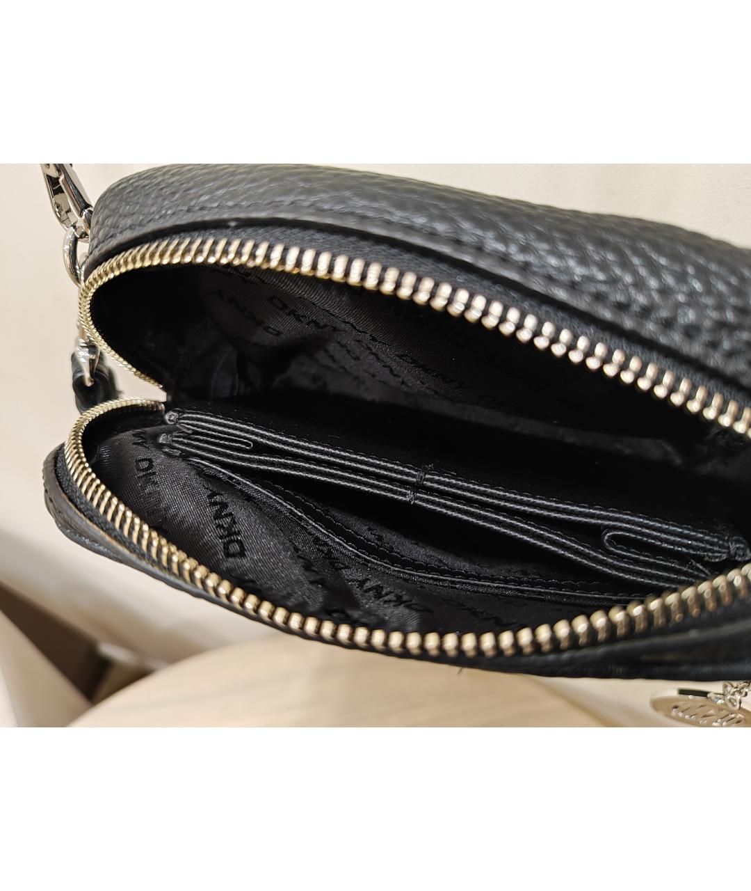DKNY Черная кожаная сумка через плечо, фото 7