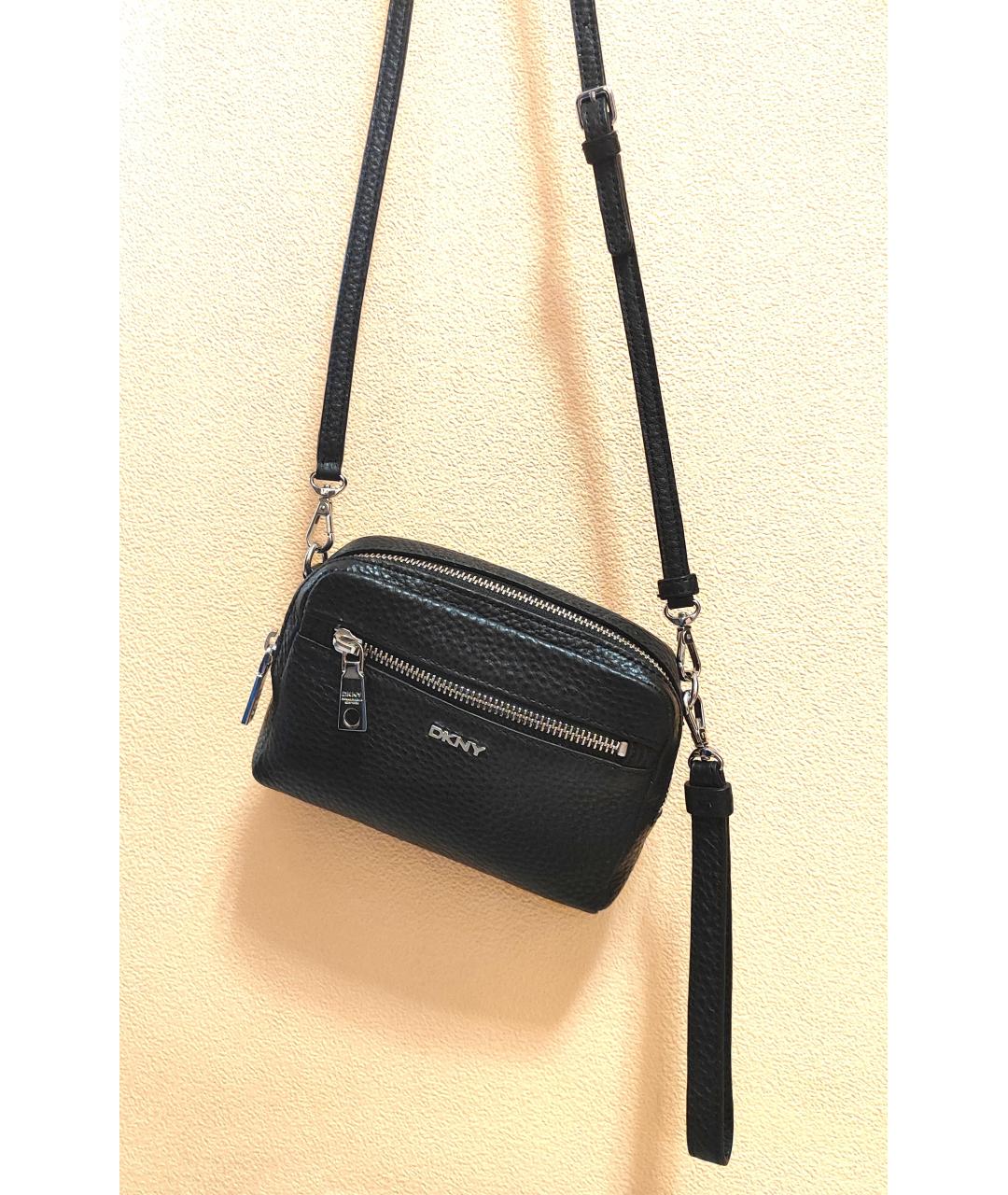 DKNY Черная кожаная сумка через плечо, фото 9