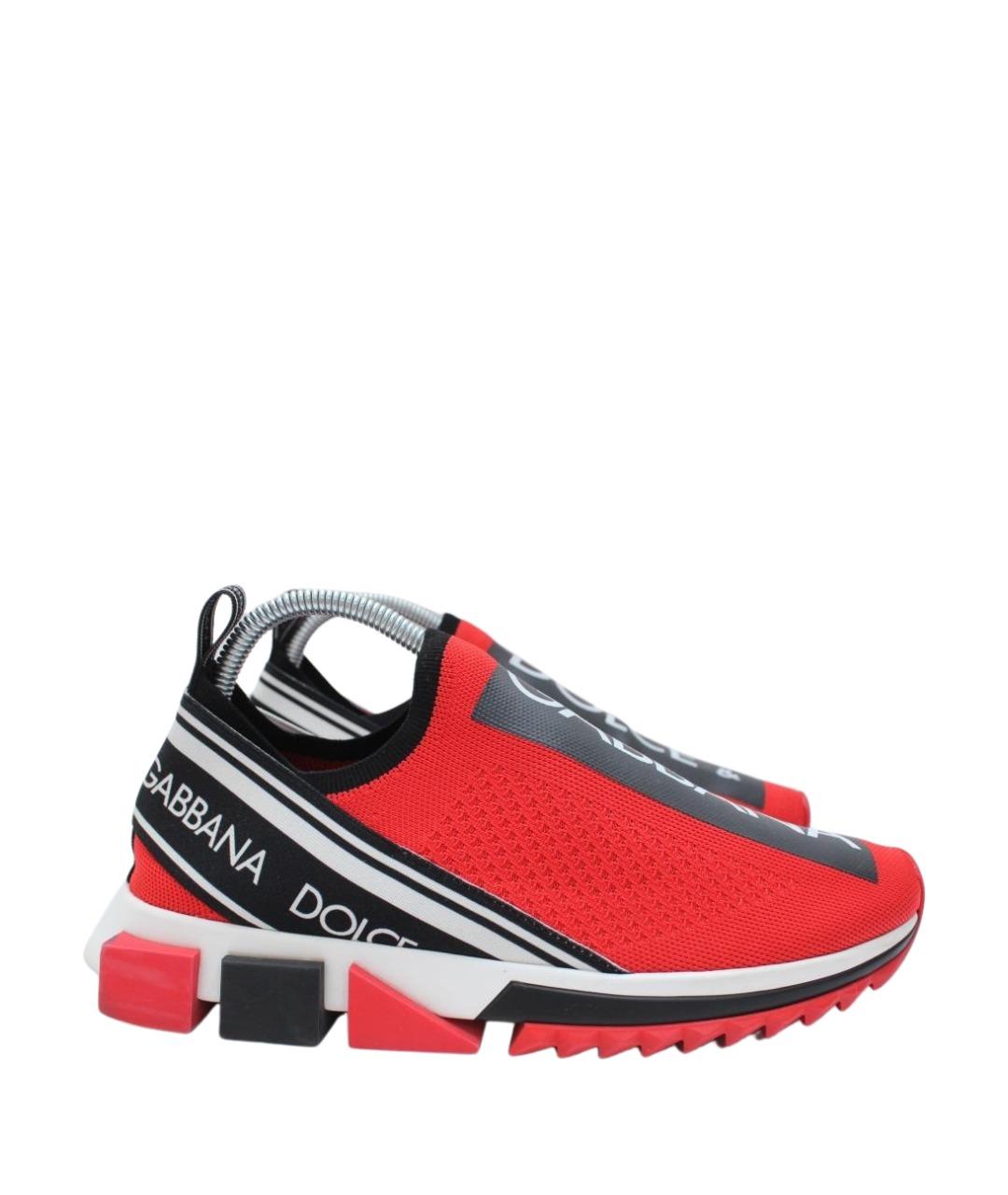 DOLCE&GABBANA Красные текстильные низкие кроссовки / кеды, фото 1