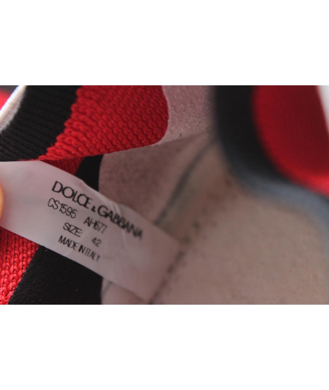 DOLCE&GABBANA Красные текстильные низкие кроссовки / кеды, фото 9