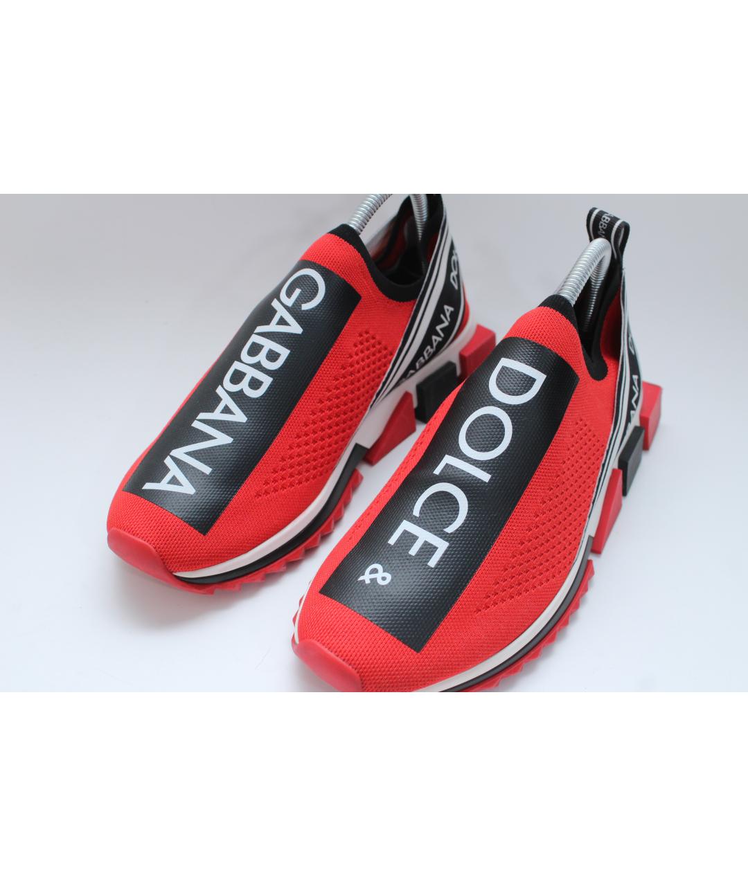 DOLCE&GABBANA Красные текстильные низкие кроссовки / кеды, фото 7