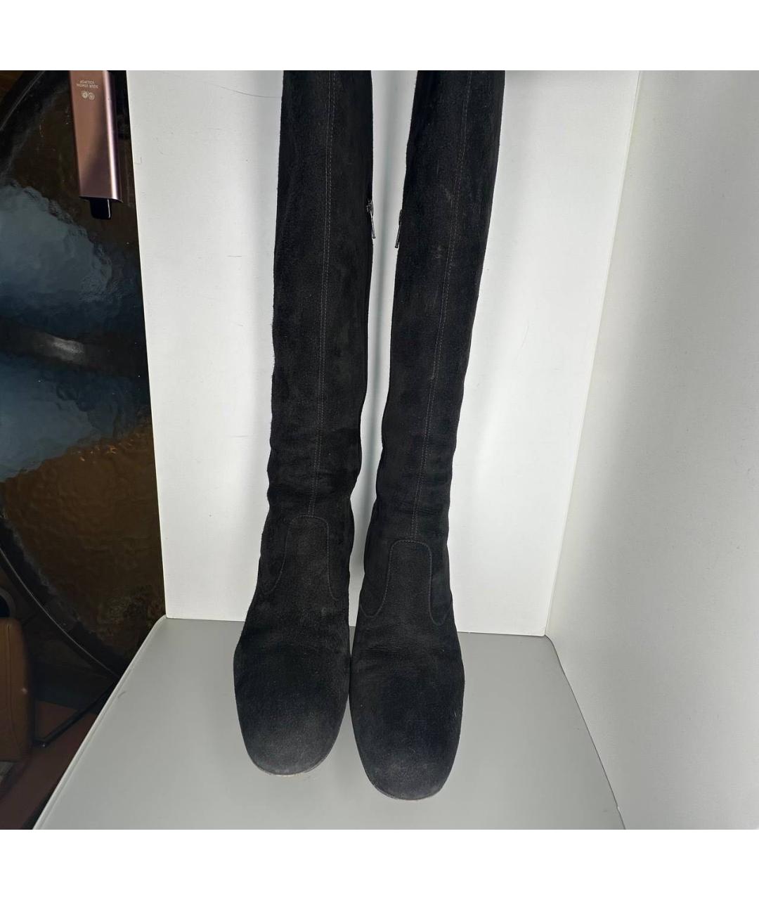 SAINT LAURENT Черные замшевые сапоги, фото 2