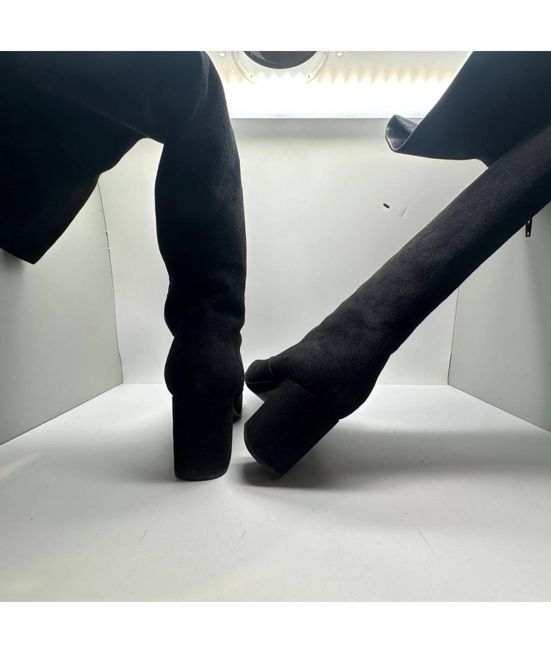 SAINT LAURENT Черные замшевые сапоги, фото 4