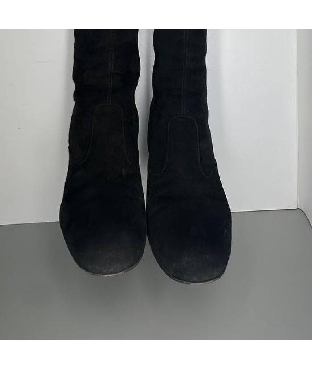 SAINT LAURENT Черные замшевые сапоги, фото 3
