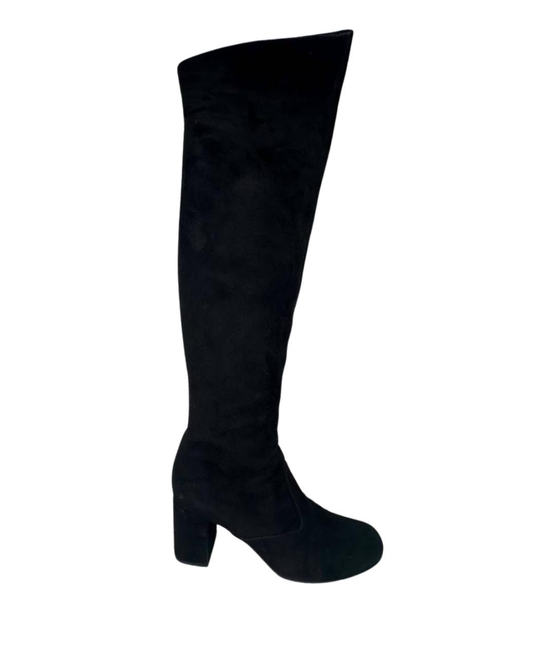 SAINT LAURENT Черные замшевые сапоги, фото 1
