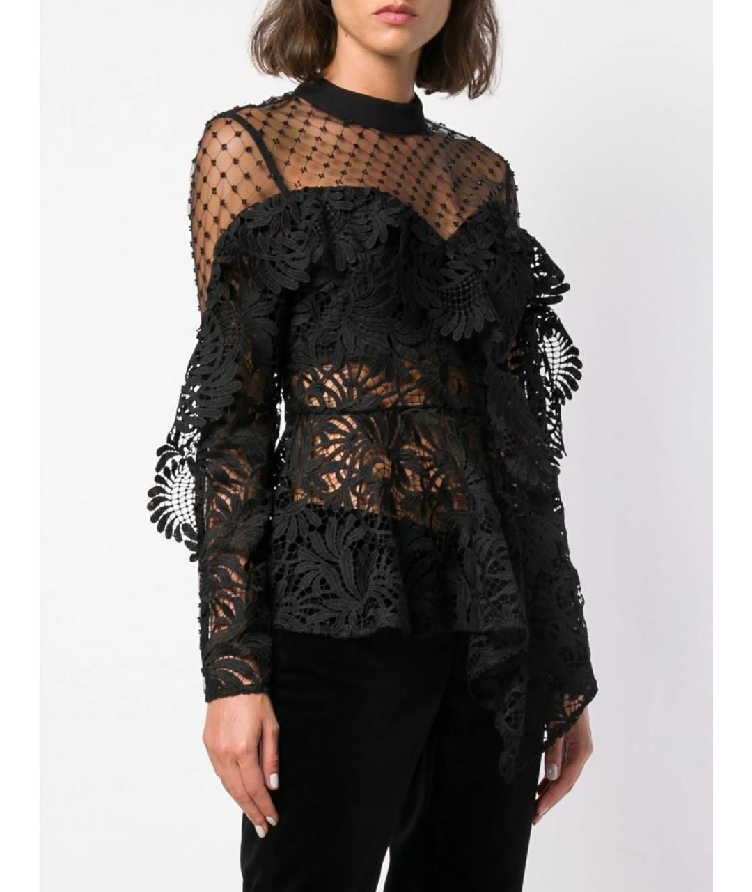 SELF-PORTRAIT Черная кружевная блузы, фото 2