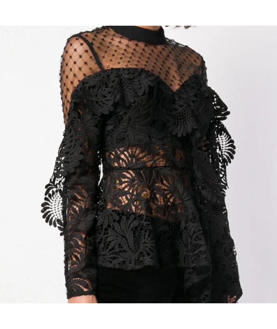 SELF-PORTRAIT Черная кружевная блузы, фото 3