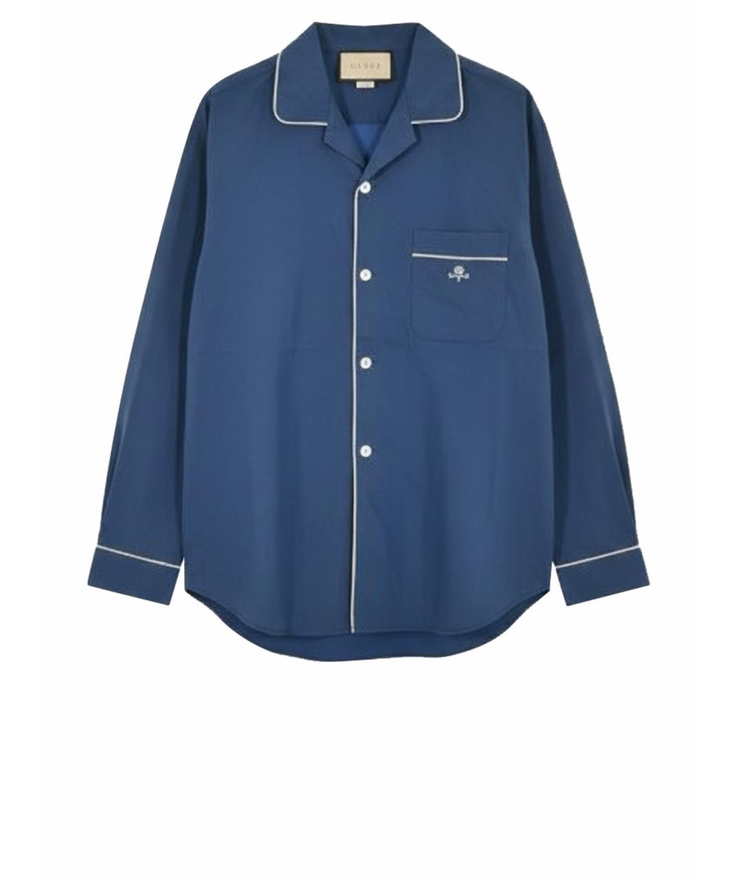GUCCI Темно-синяя хлопковая рубашка, фото 1