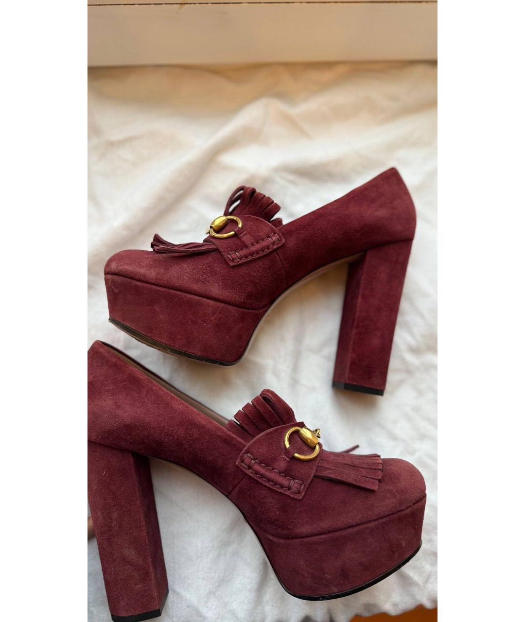 GUCCI Бордовые замшевые туфли, фото 4