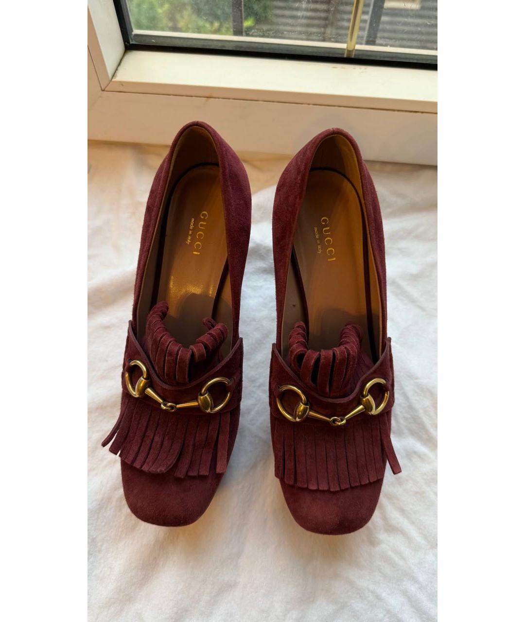GUCCI Бордовые замшевые туфли, фото 2
